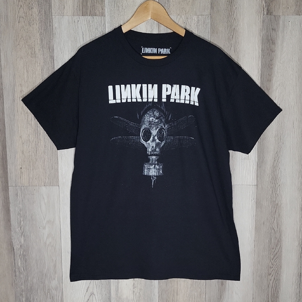 Linkin Park Mens Large Gas‎ Mask Graphic Tee Cotton Lightweight Black NWOT
